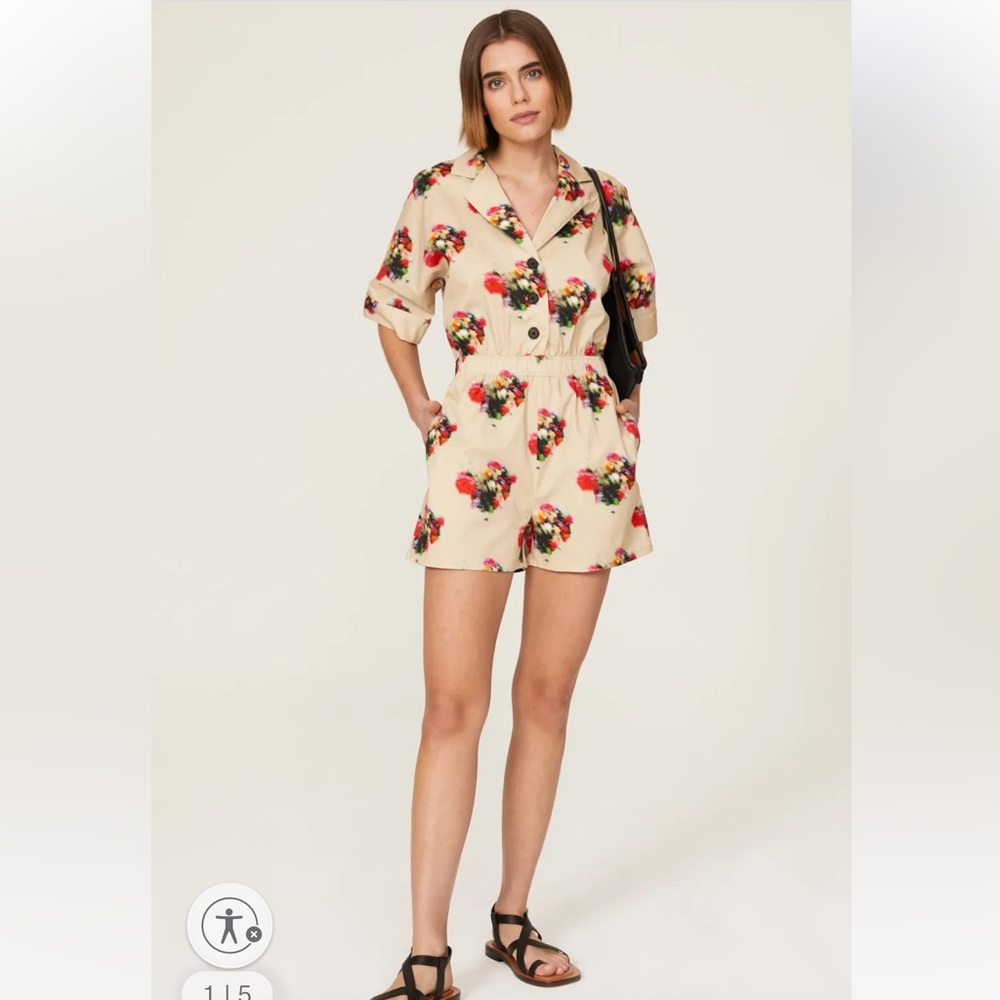 Adam Lippes Floral Print Short Sleeve Romper - EUC - Picture 2 of 7